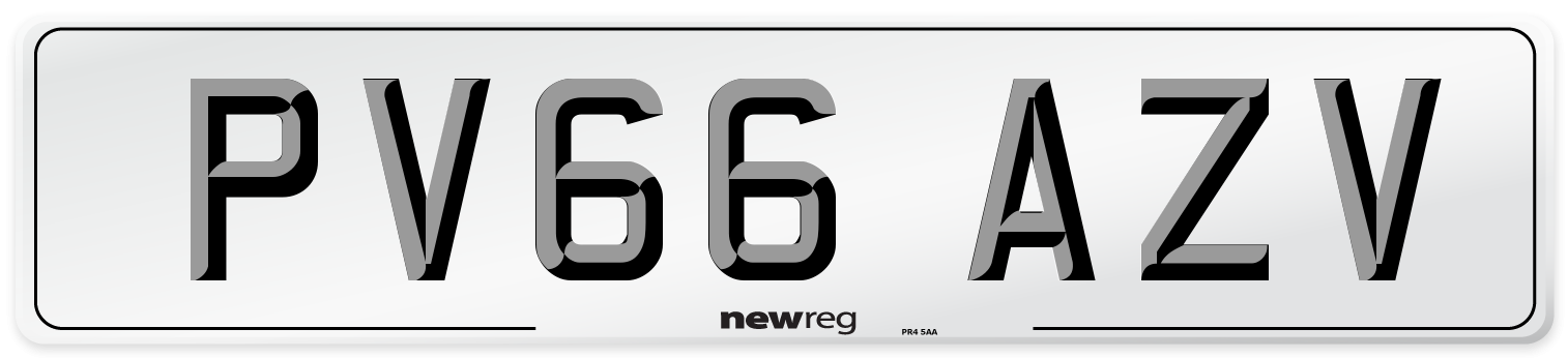 PV66 AZV Number Plate from New Reg